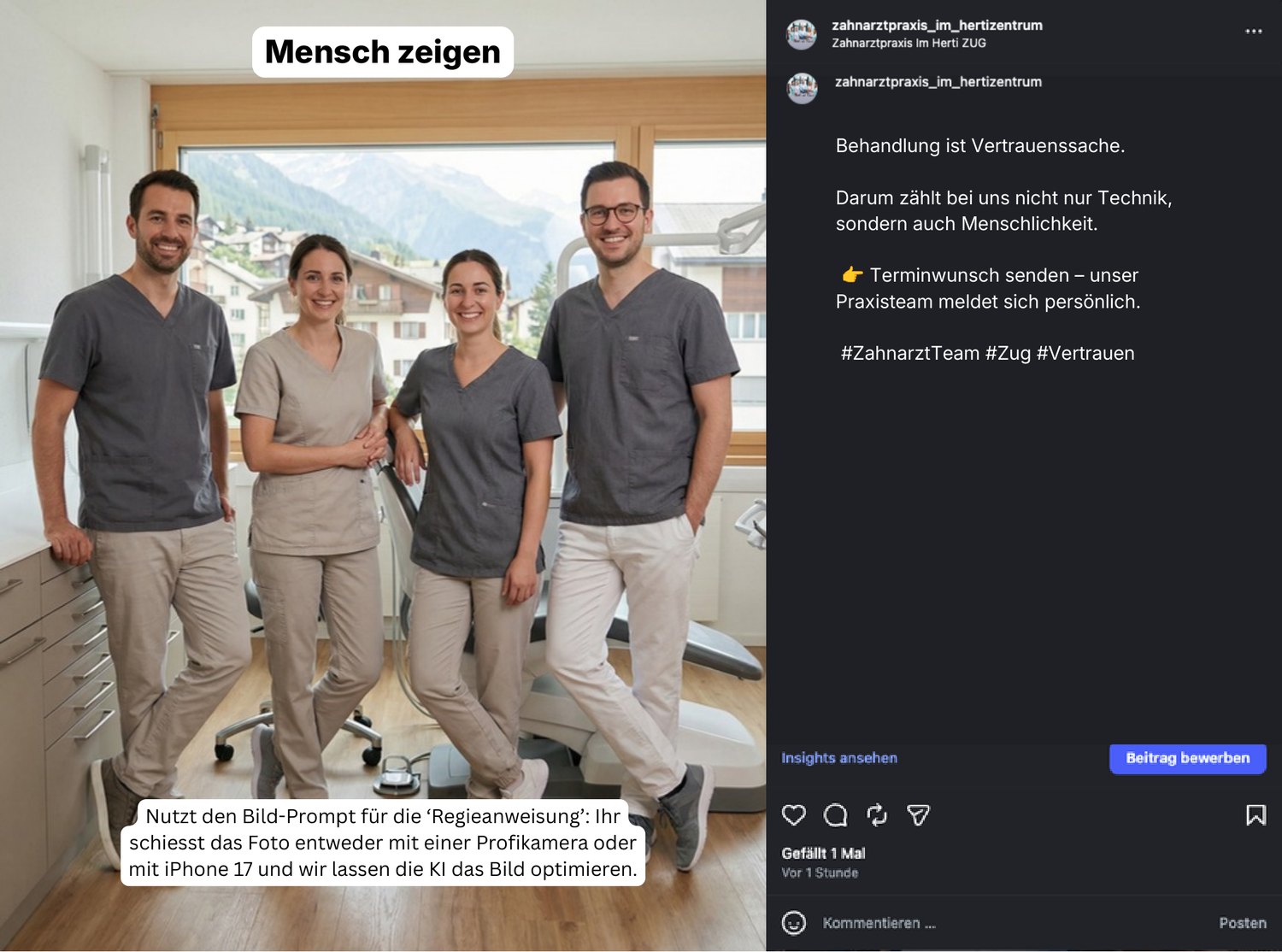 Post-Vorschlag 5 — „Behandlung ist Vertrauenssache“ — Mensch zeigen.